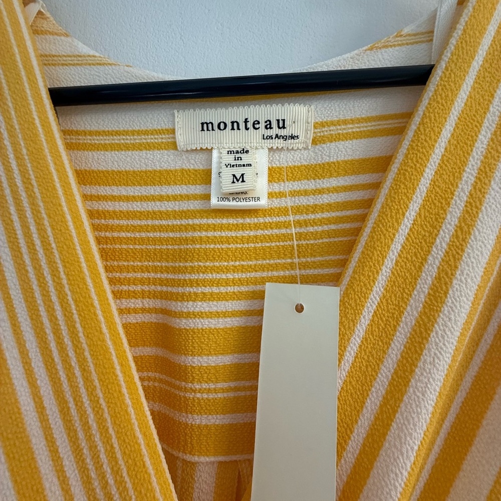 Monteau Yellow and White Striped Midi Dress - Picture 2 of 3